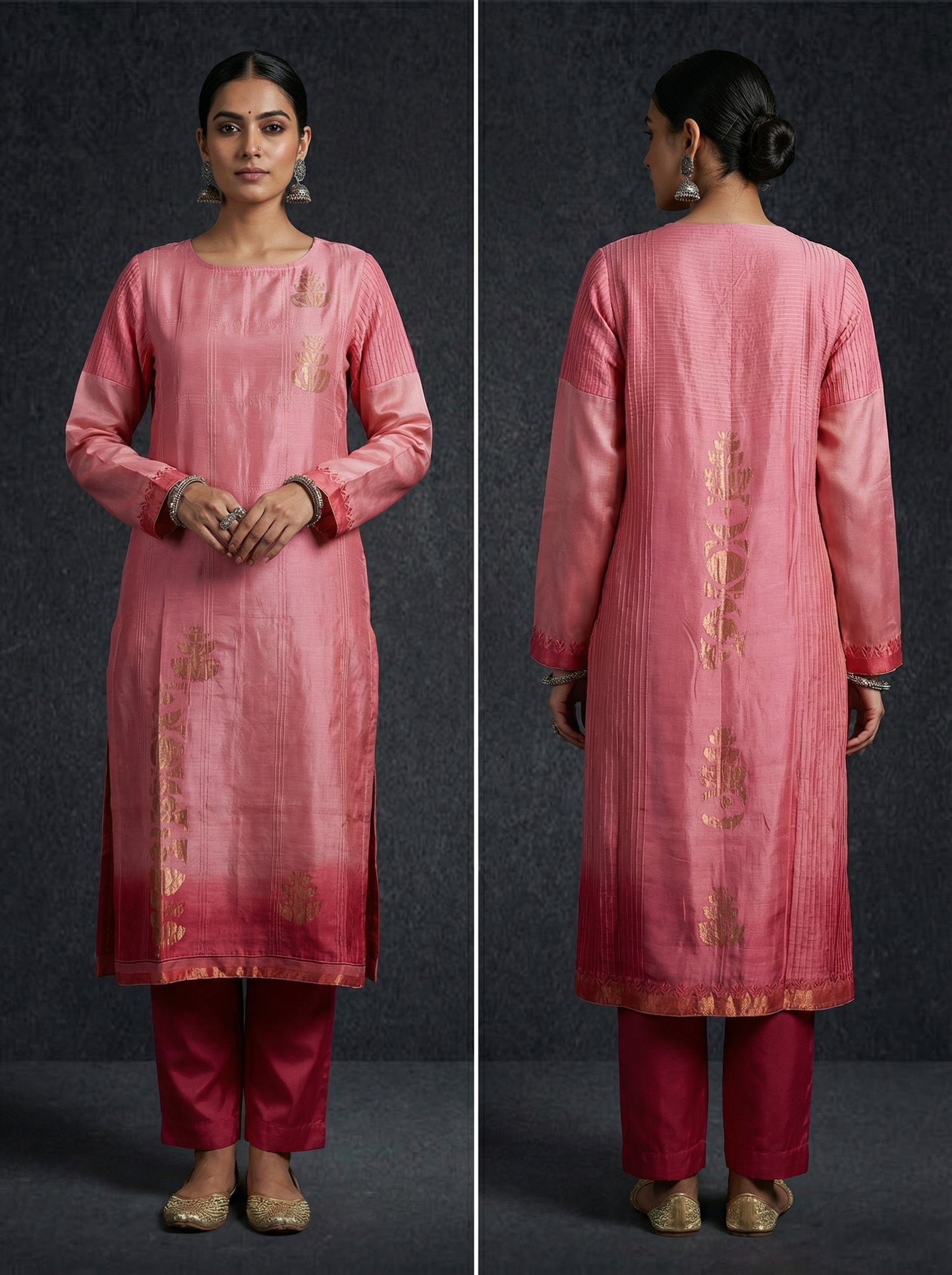 Semi Stitched Chanderi kurta