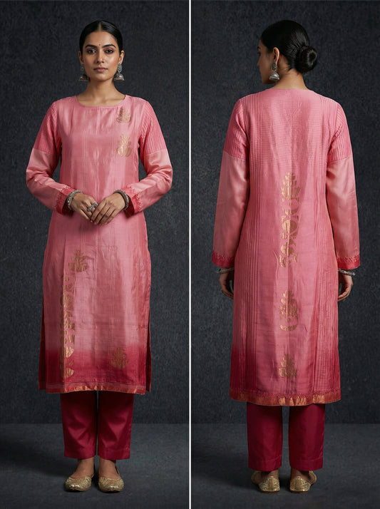Semi Stitched Chanderi kurta