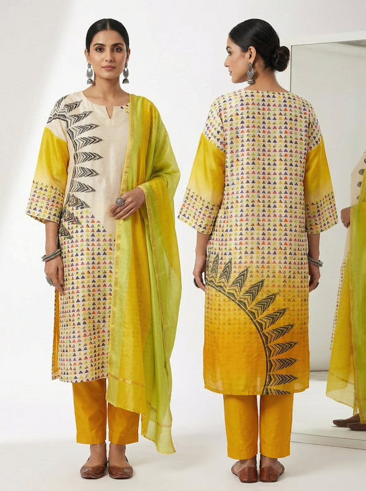 Semi Stitched Chanderi Casual kurta VISHAL KAPUR