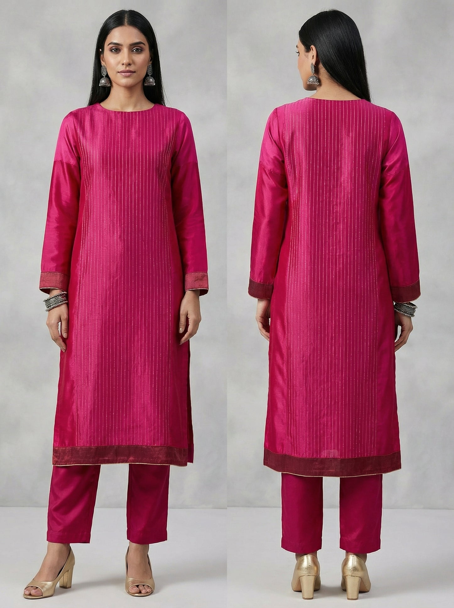 Semi Stitched Chanderi kurta