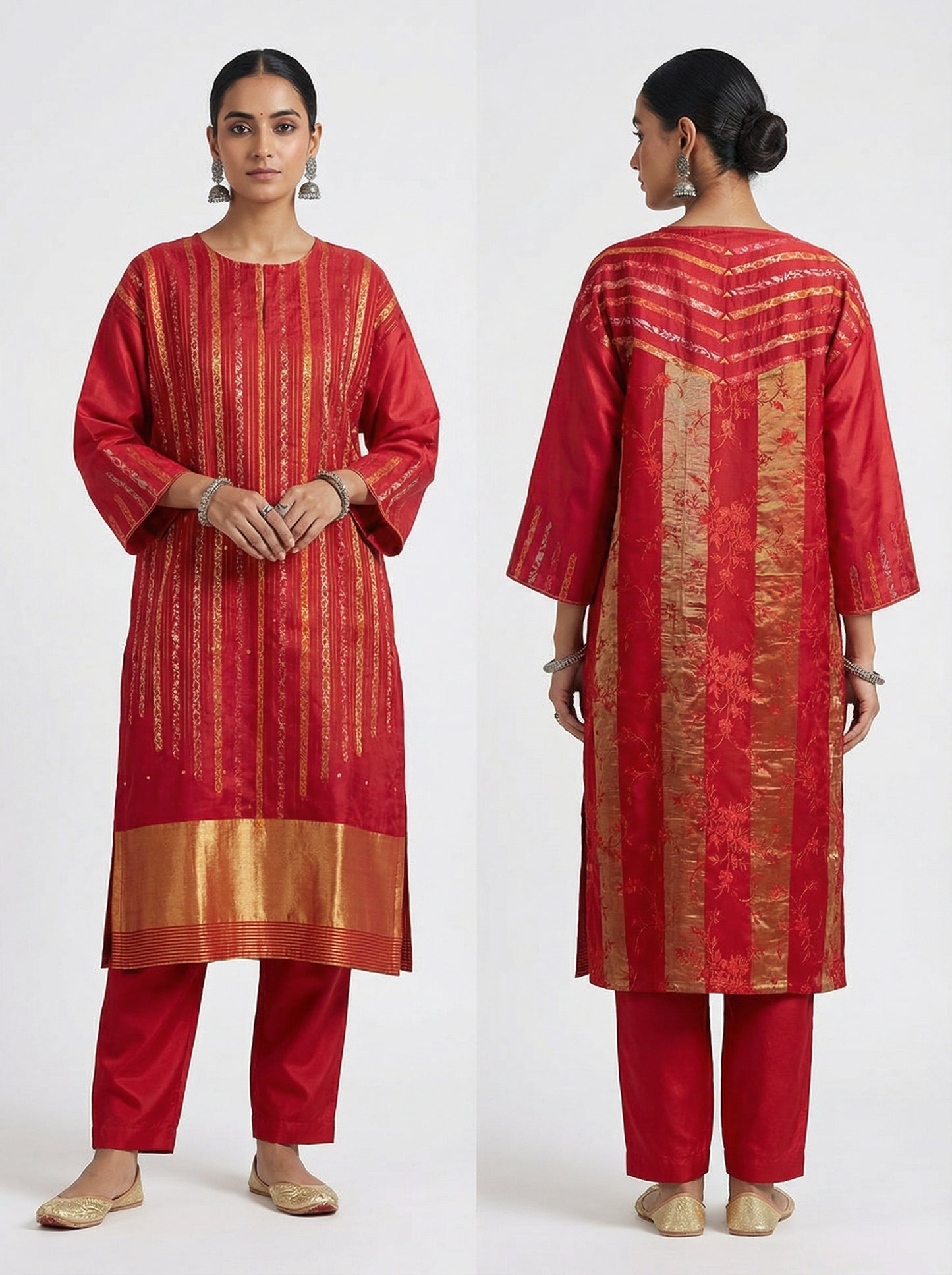 Semi Stitched Formal Chanderi Kurta
