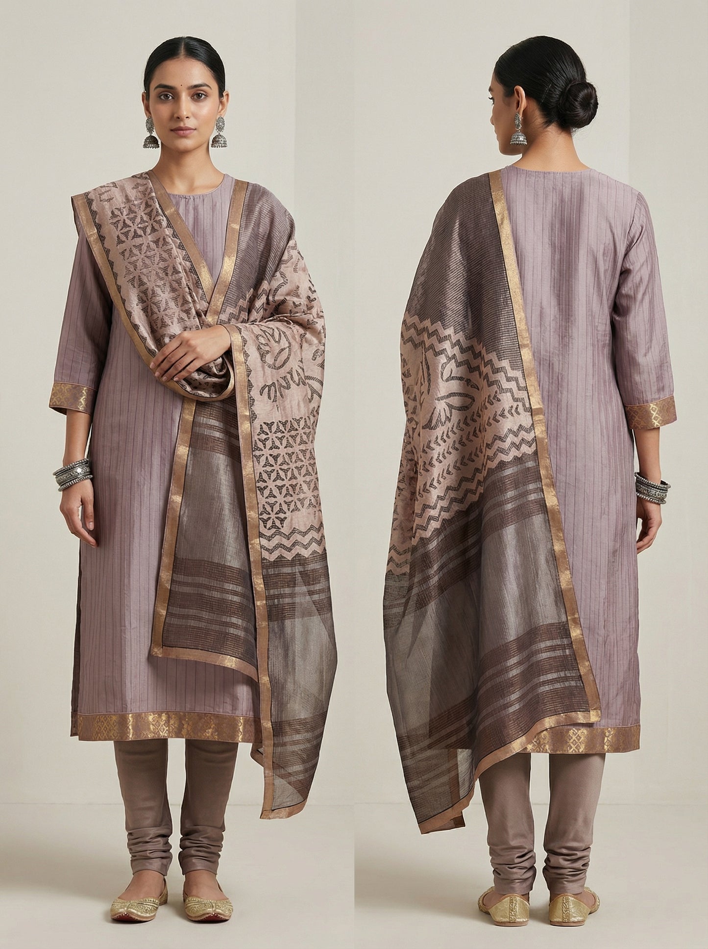 Semi Stitched Formal chanderi Suitset
