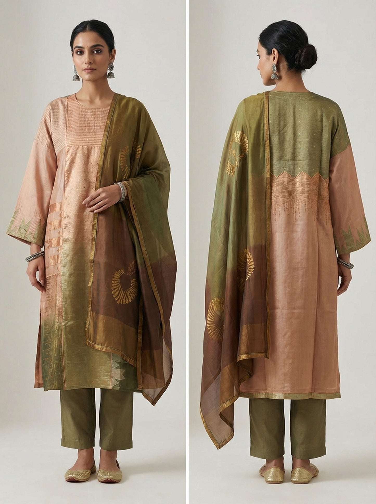 Semi Stitched Formal chanderi Suitset