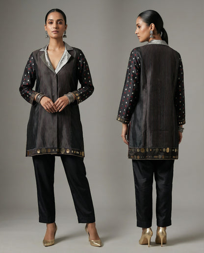 Semistitched Silk Chanderi Shibori Short Tunic