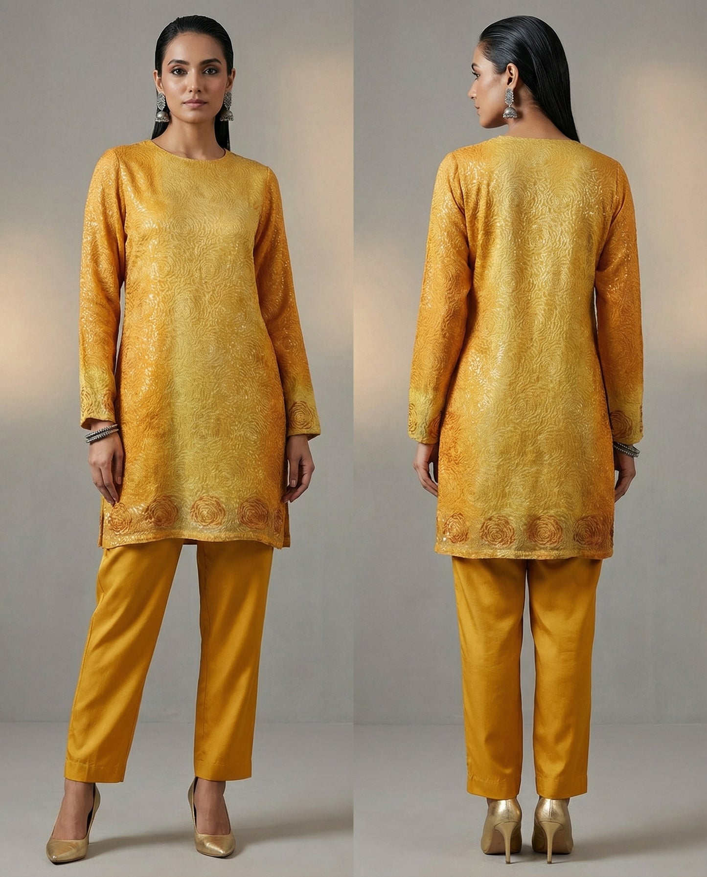 Semistitched embroidered Georgette Short Tunic