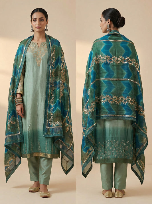 Semi Stitched Formal chanderi Suitset