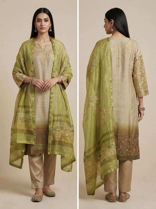Semi Stitched Formal chanderi Suitset