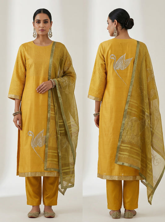 Semi Stitched Formal chanderi Suitset