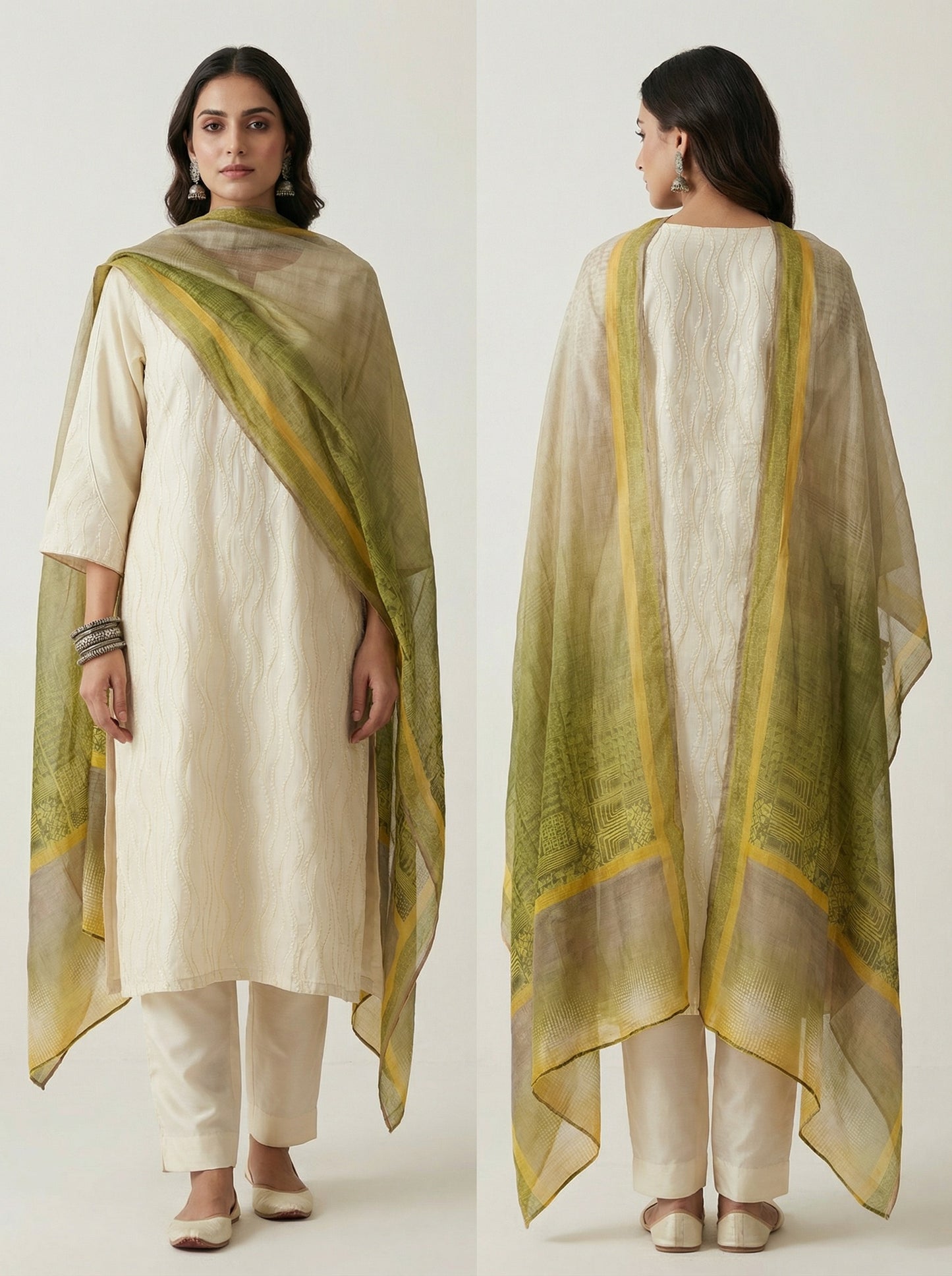 Semi Stitched Formal chanderi Suitset