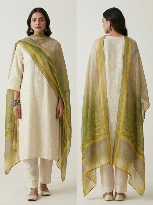 Semi Stitched Formal chanderi Suitset