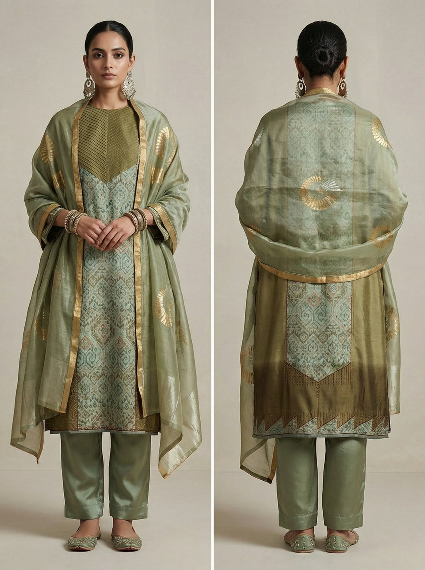 Semi Stitched Formal chanderi Suitset