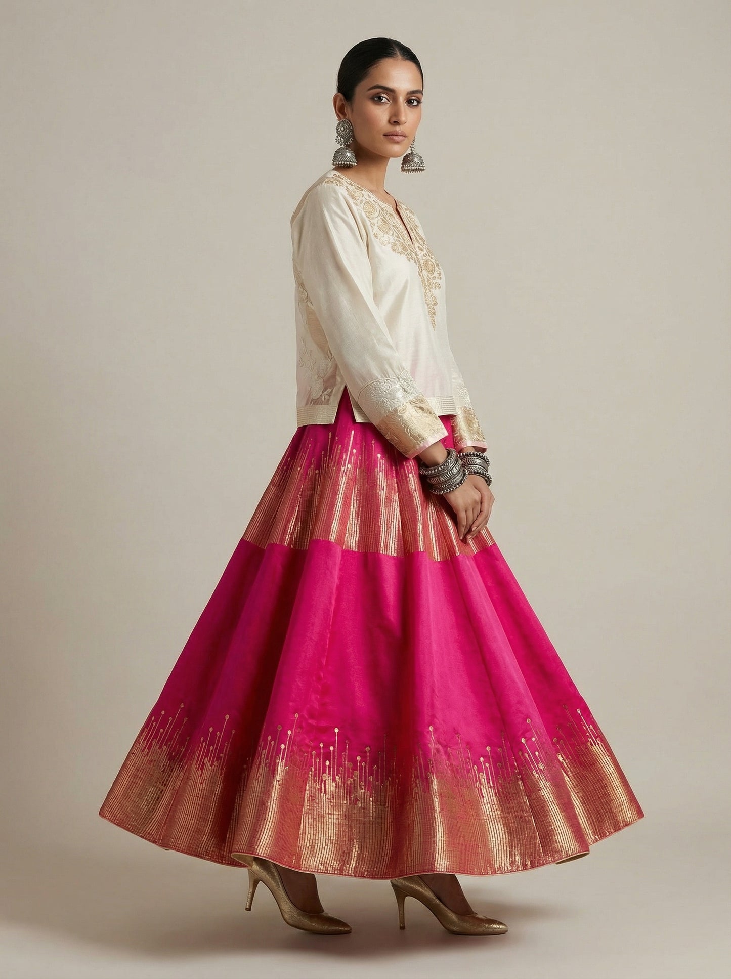 Semi stitched Formal Skirtset