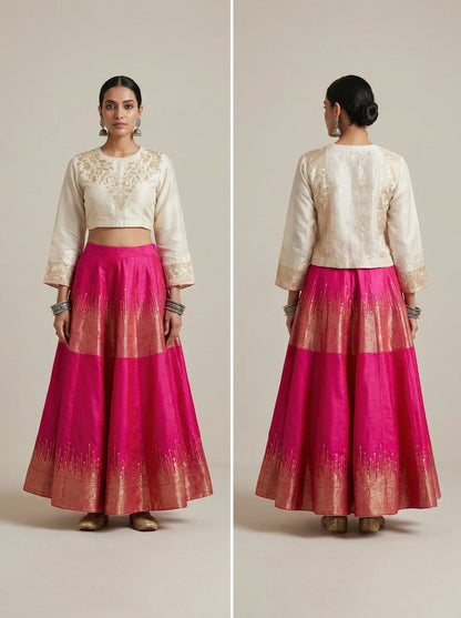 Semi stitched Formal Skirtset