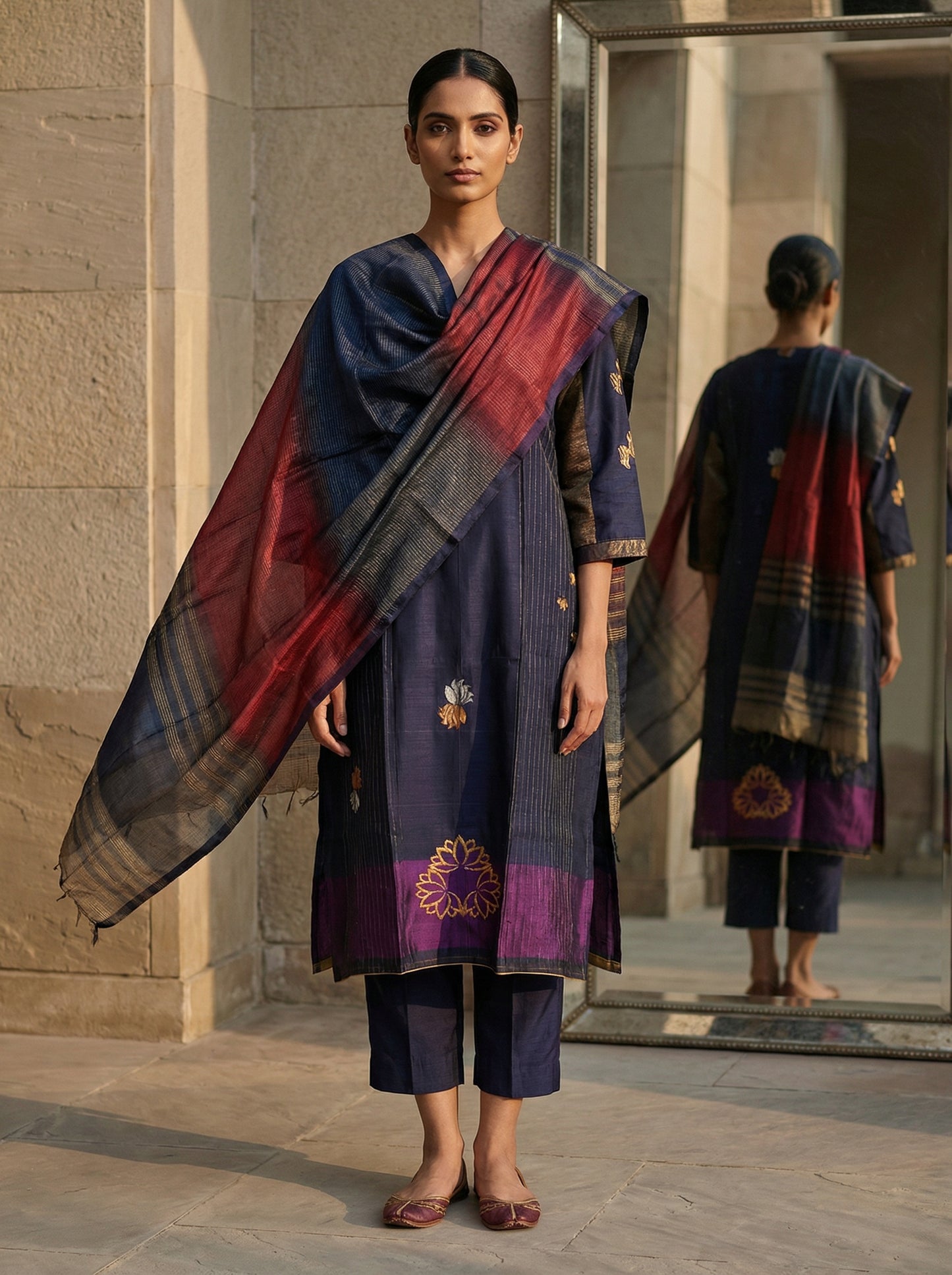 Semi Stitched Formal chanderi Suitset