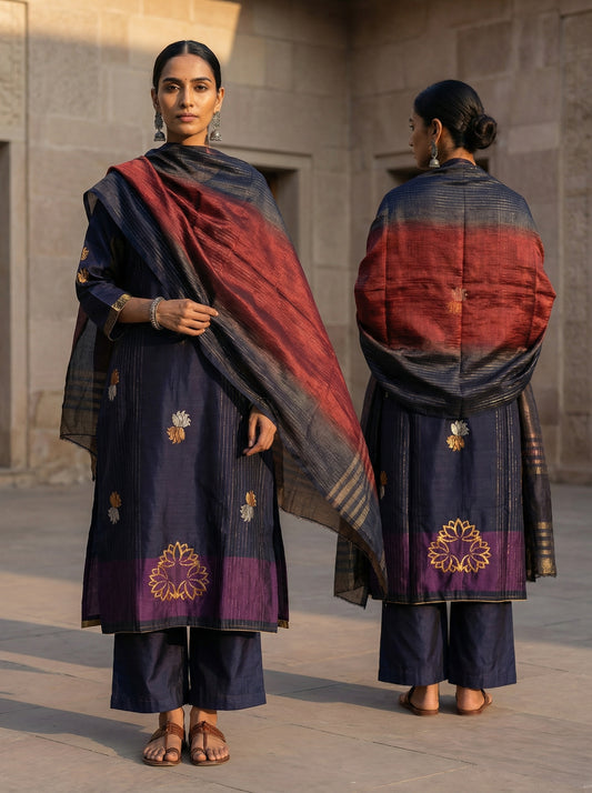 Semi Stitched Formal chanderi Suitset
