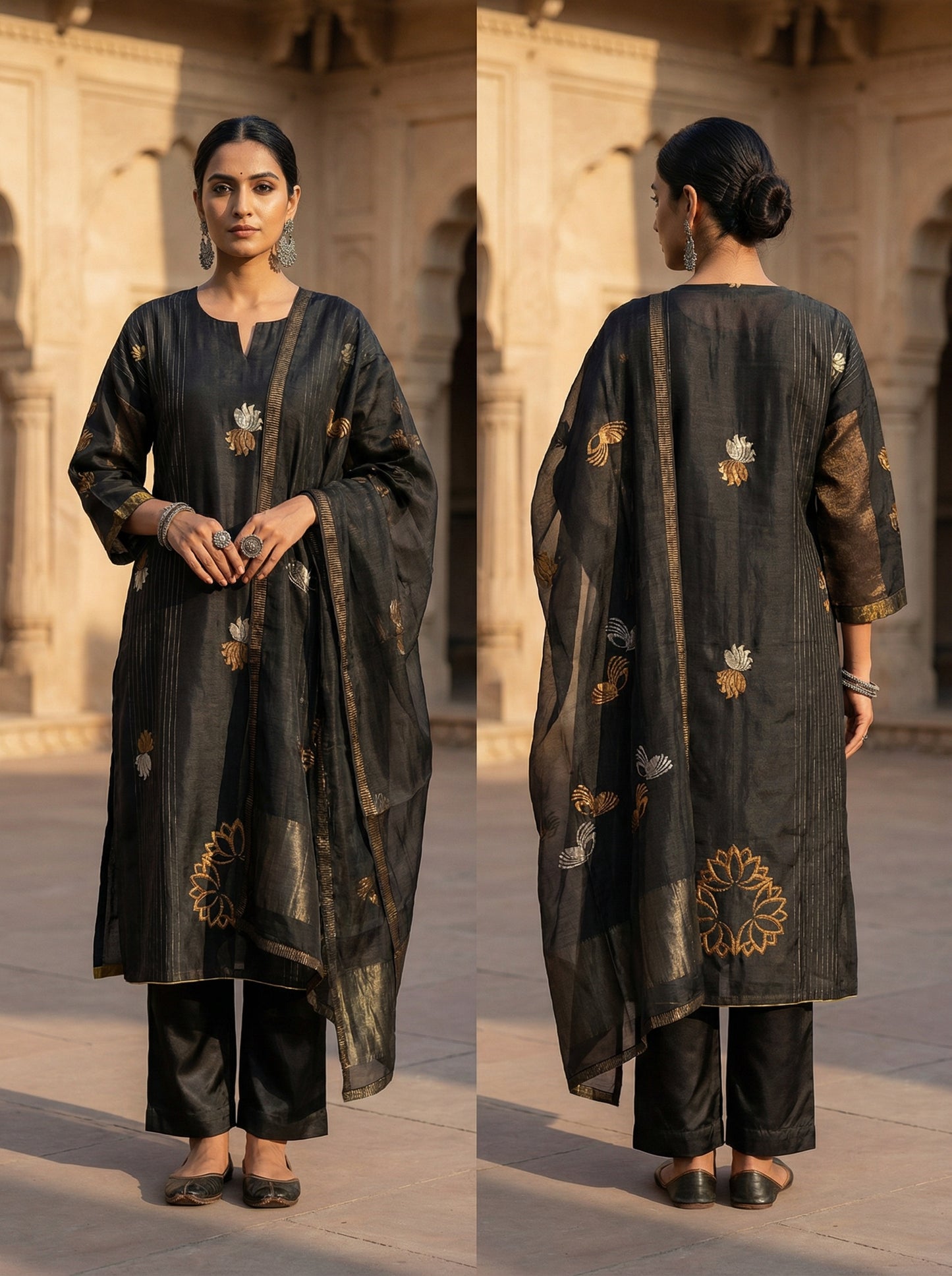 Semi Stitched Formal chanderi Suitset