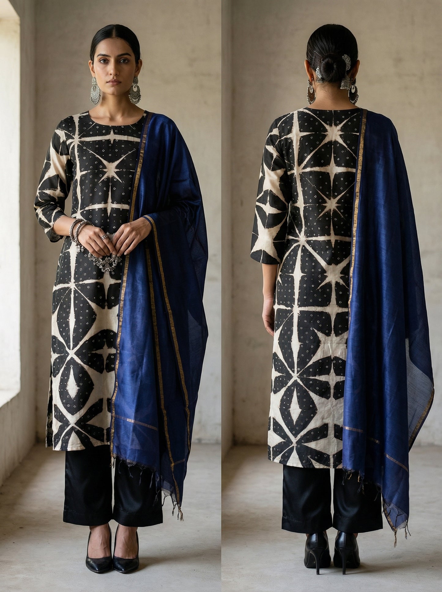 Semi Stitched Chanderi Casual Suitset