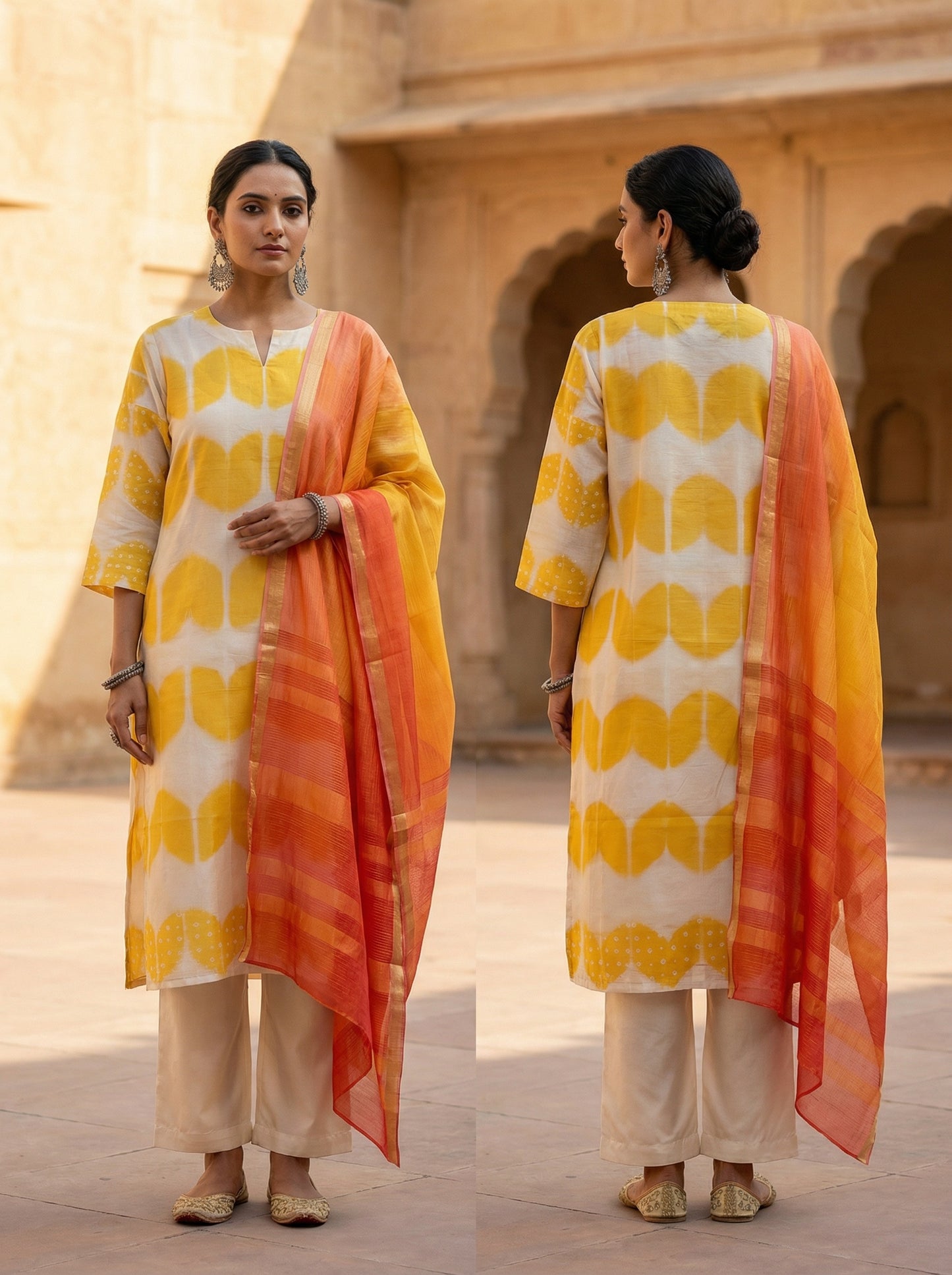 Semi Stitched Chanderi Casual Suitset