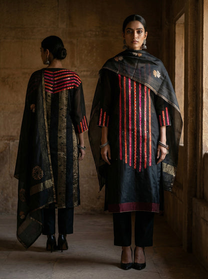 Semi Stitched Formal chanderi Suitset