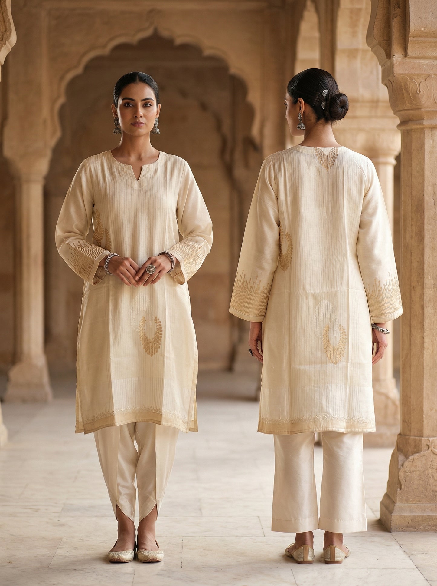 Semi Stitched Formal Chanderi Kurta