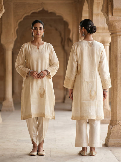 Semi Stitched Formal Chanderi Kurta