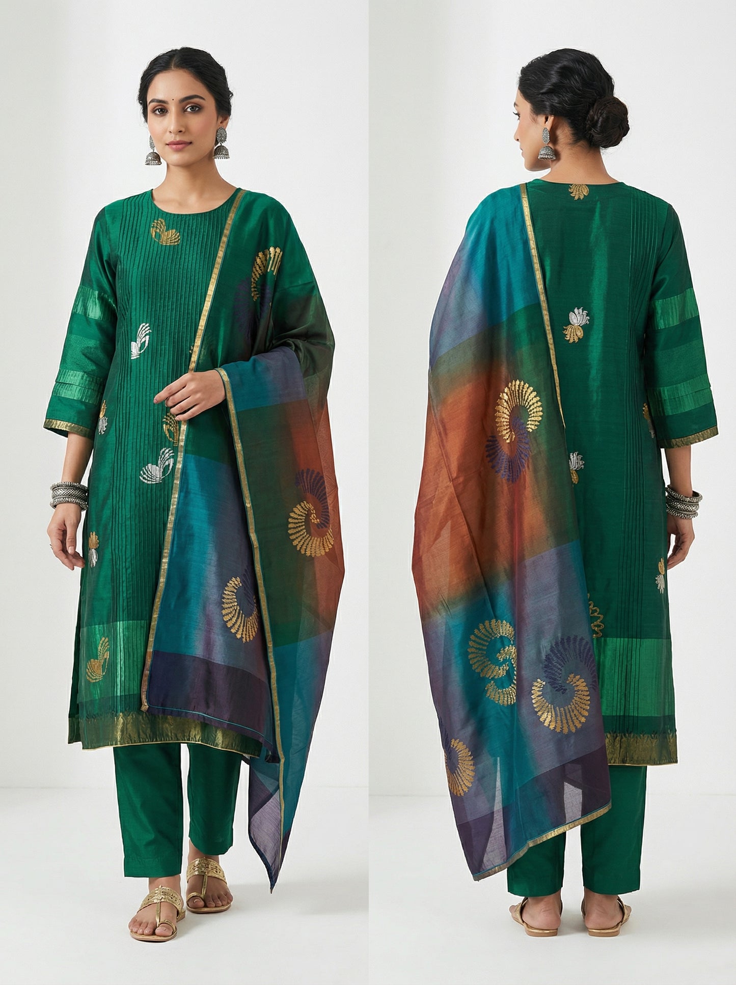 Semi Stitched Formal chanderi Suitset