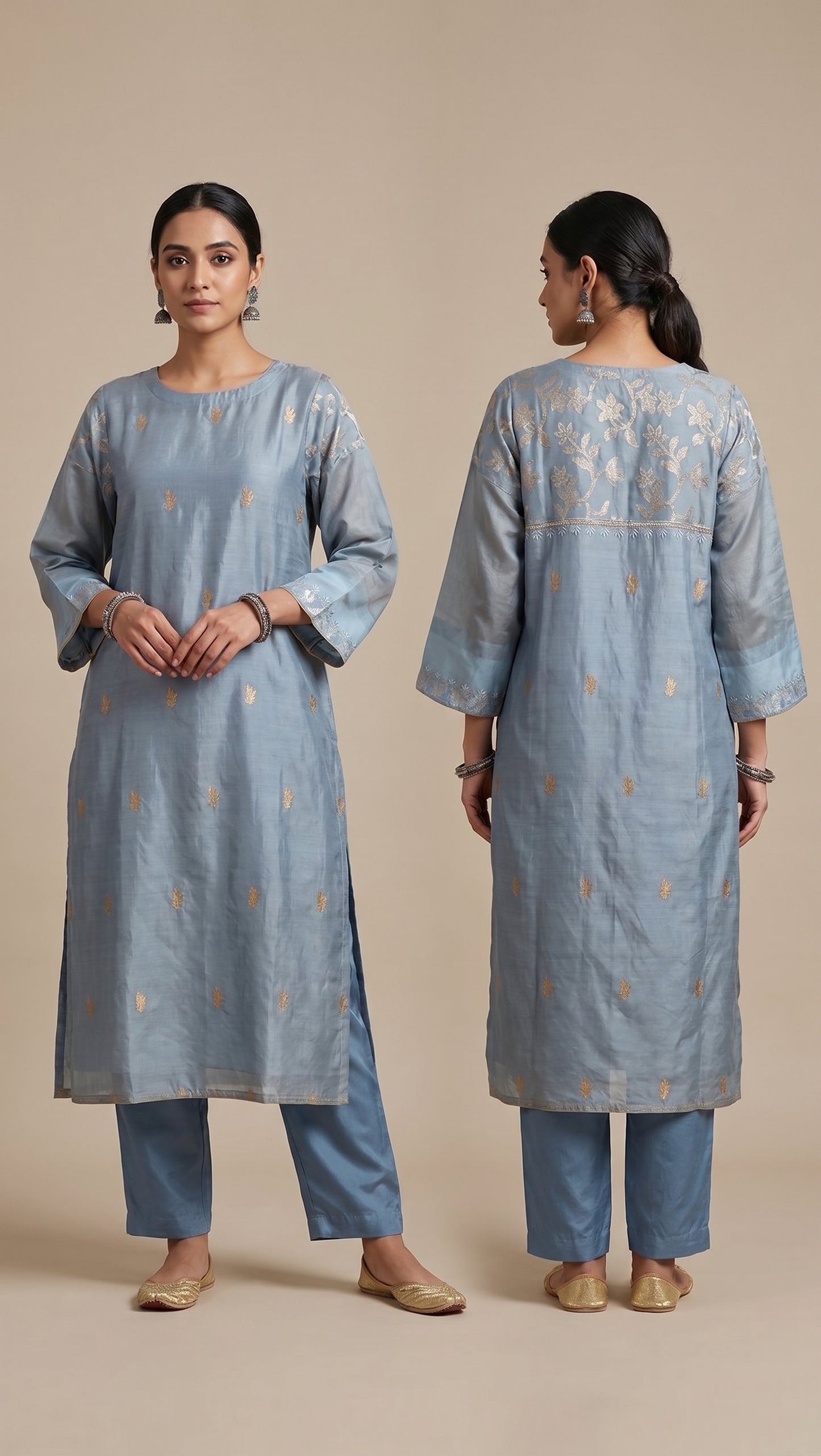 Semi Stitched Formal Chanderi Kurta