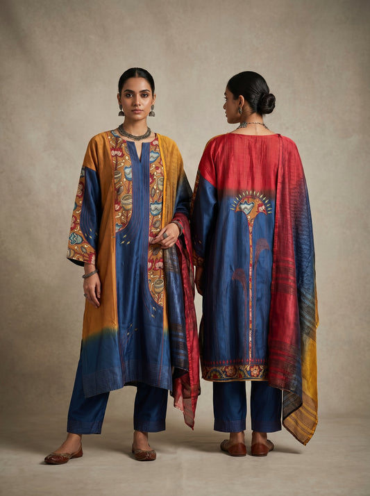 Semi Stitched Chanderi Formal Suitset