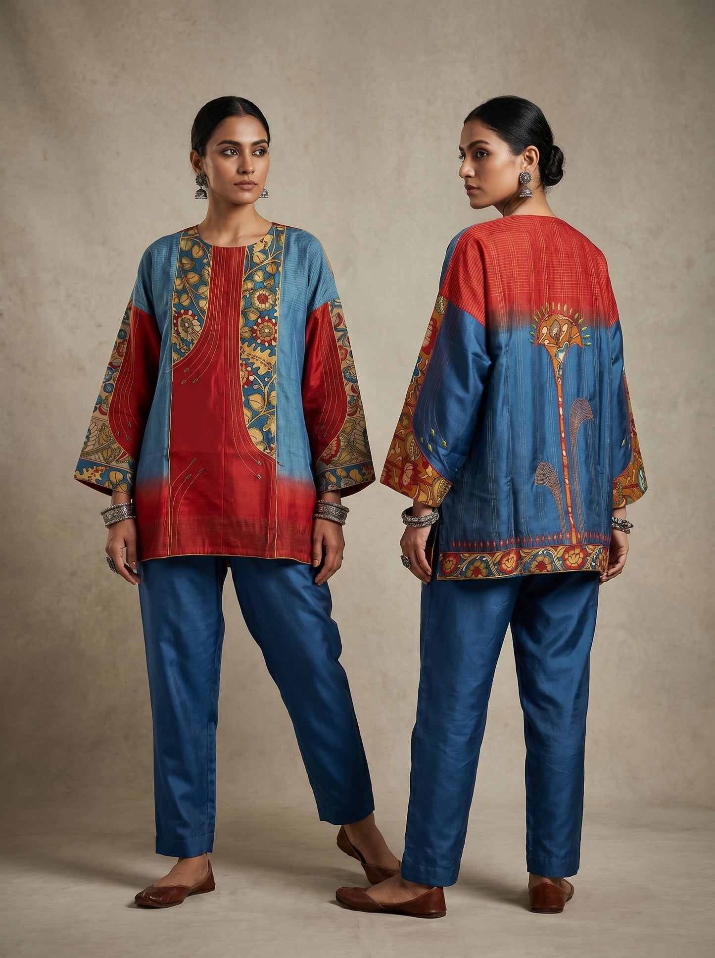 Semi Stitched Chanderi Kalamkari Short Tunic