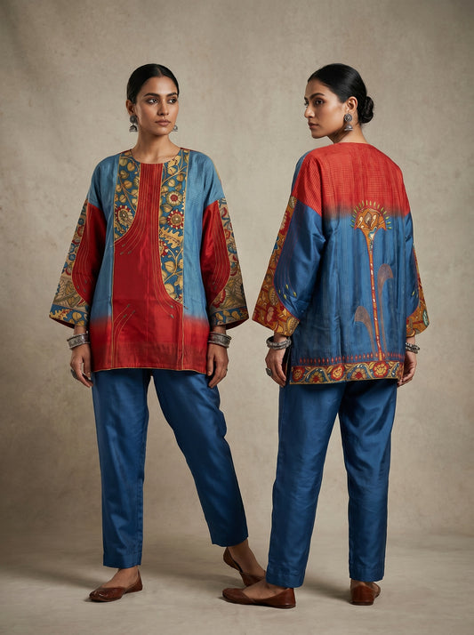 Semi Stitched Chanderi Kalamkari Short Tunic