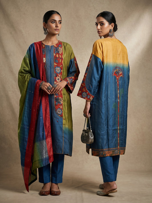 Semi Stitched Chanderi Formal Suitset