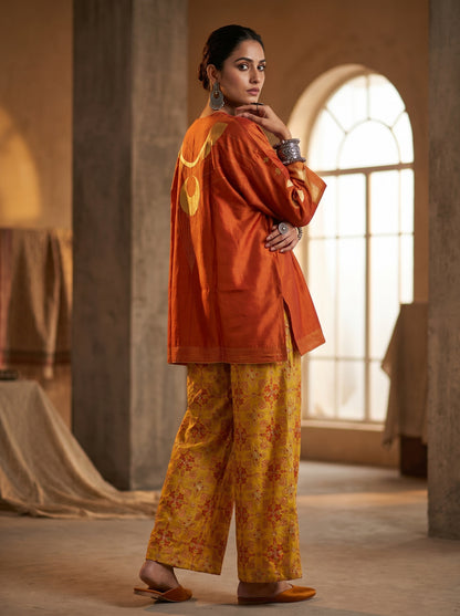 Formal chanderi Embroidered Indowestern set