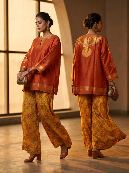 Formal chanderi Embroidered Indowestern set