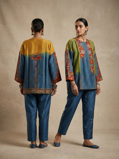 Semi Stitched Chanderi Kalamkari Short Tunic
