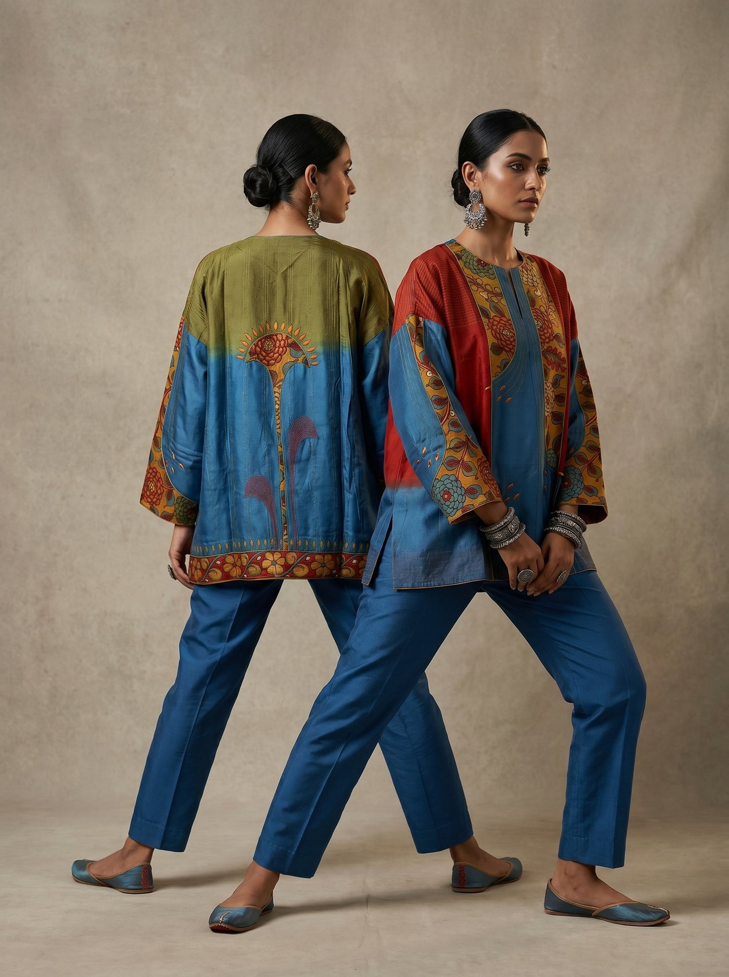 Semi Stitched Chanderi Kalamkari Short Tunic