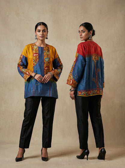 Semi Stitched Chanderi Kalamkari Short Tunic