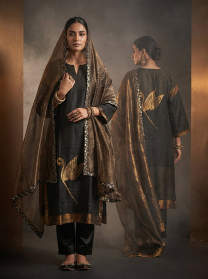 Semi Stitched Chanderi Formal Suitset