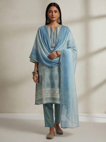Semi Stitched Chanderi Casual suitset