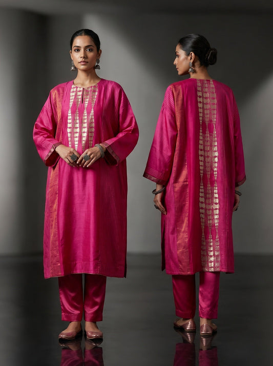 Semi Stitched Formal Chanderi Kurta