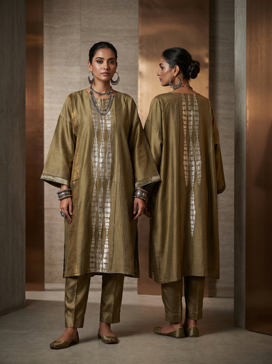 Semi Stitched Formal Chanderi Kurta