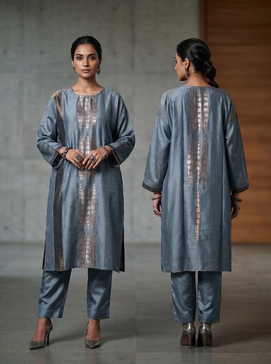 Semi Stitched Formal Chanderi Kurta