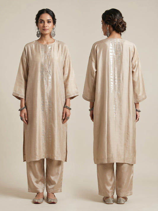 Semi Stitched Formal Chanderi Kurta