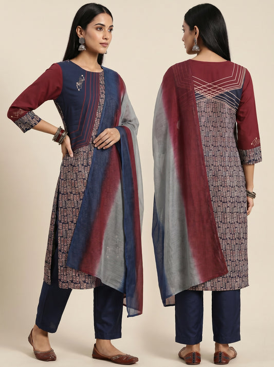 Semi Stitched Cotton Casual Suitset