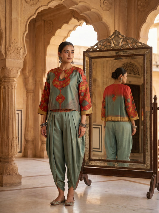 Semi Stitched Chanderi Kalamkari Blouse
