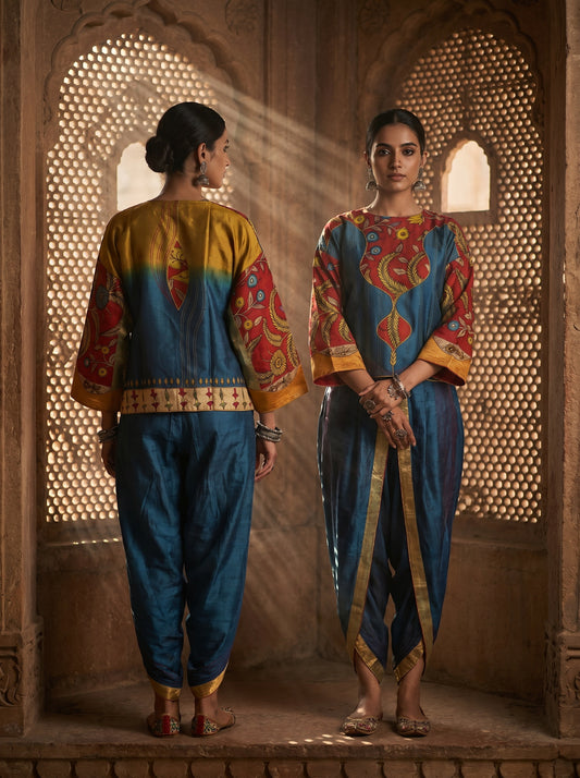 Semi Stitched Chanderi Kalamkari Blouse