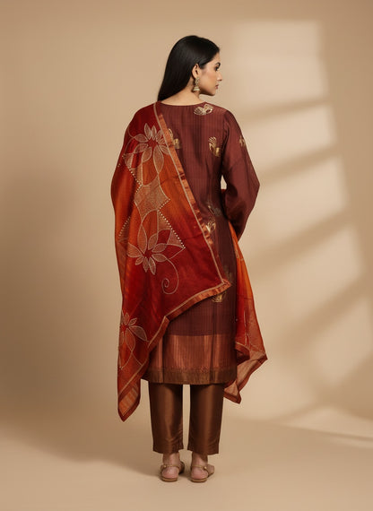 Semi Stitched Formal chanderi Suitset