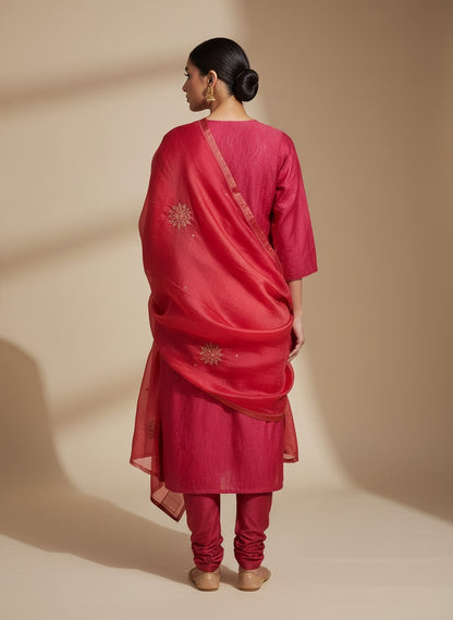Semi Stitched Formal chanderi Suitset