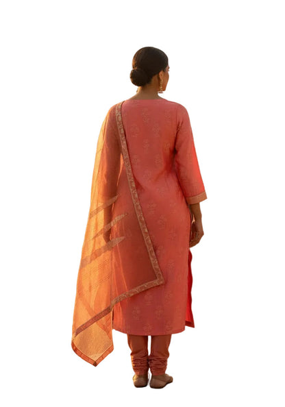 Semi Stitched Formal chanderi Suitset