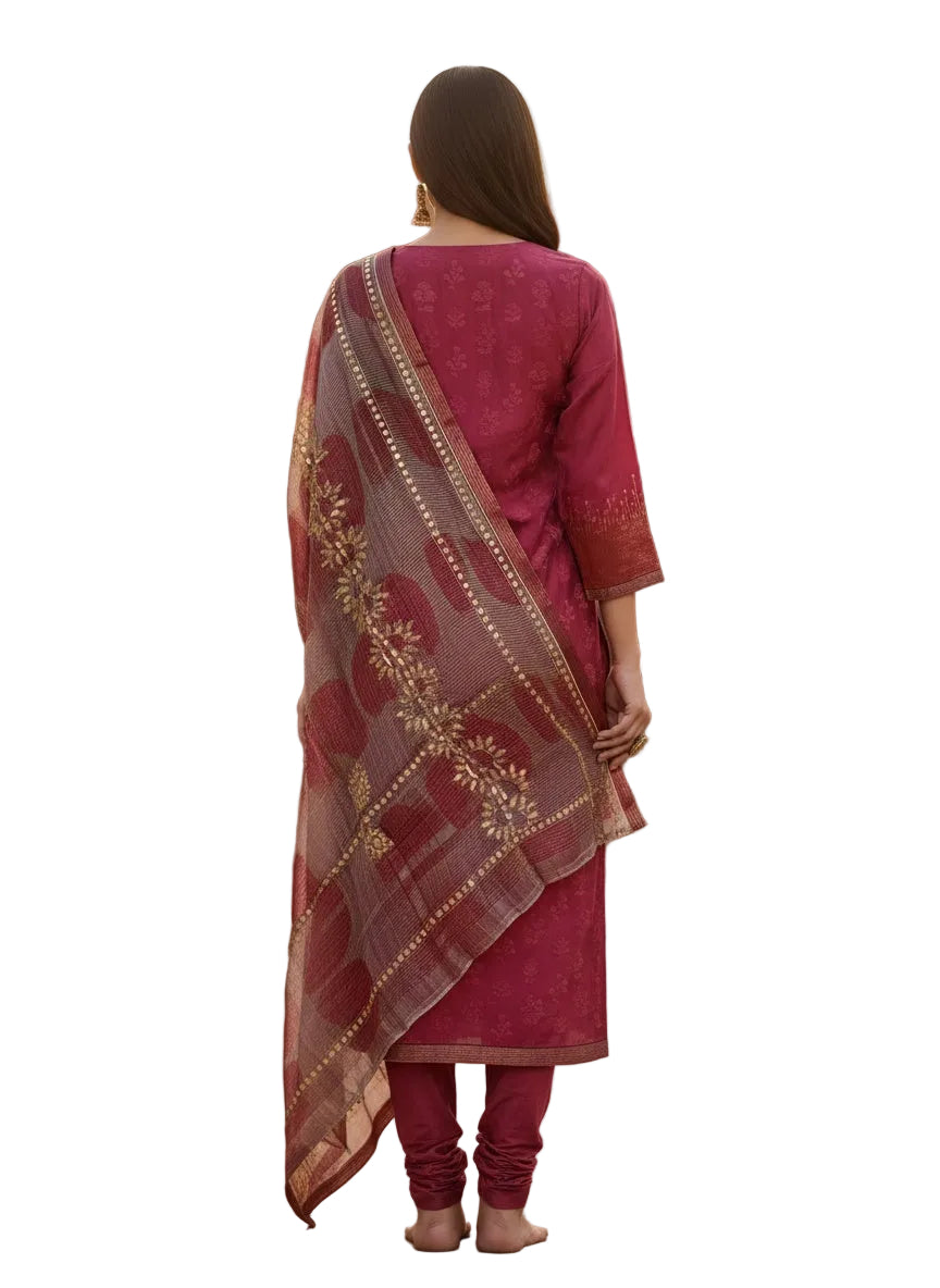 Semi Stitched Formal chanderi Suitset