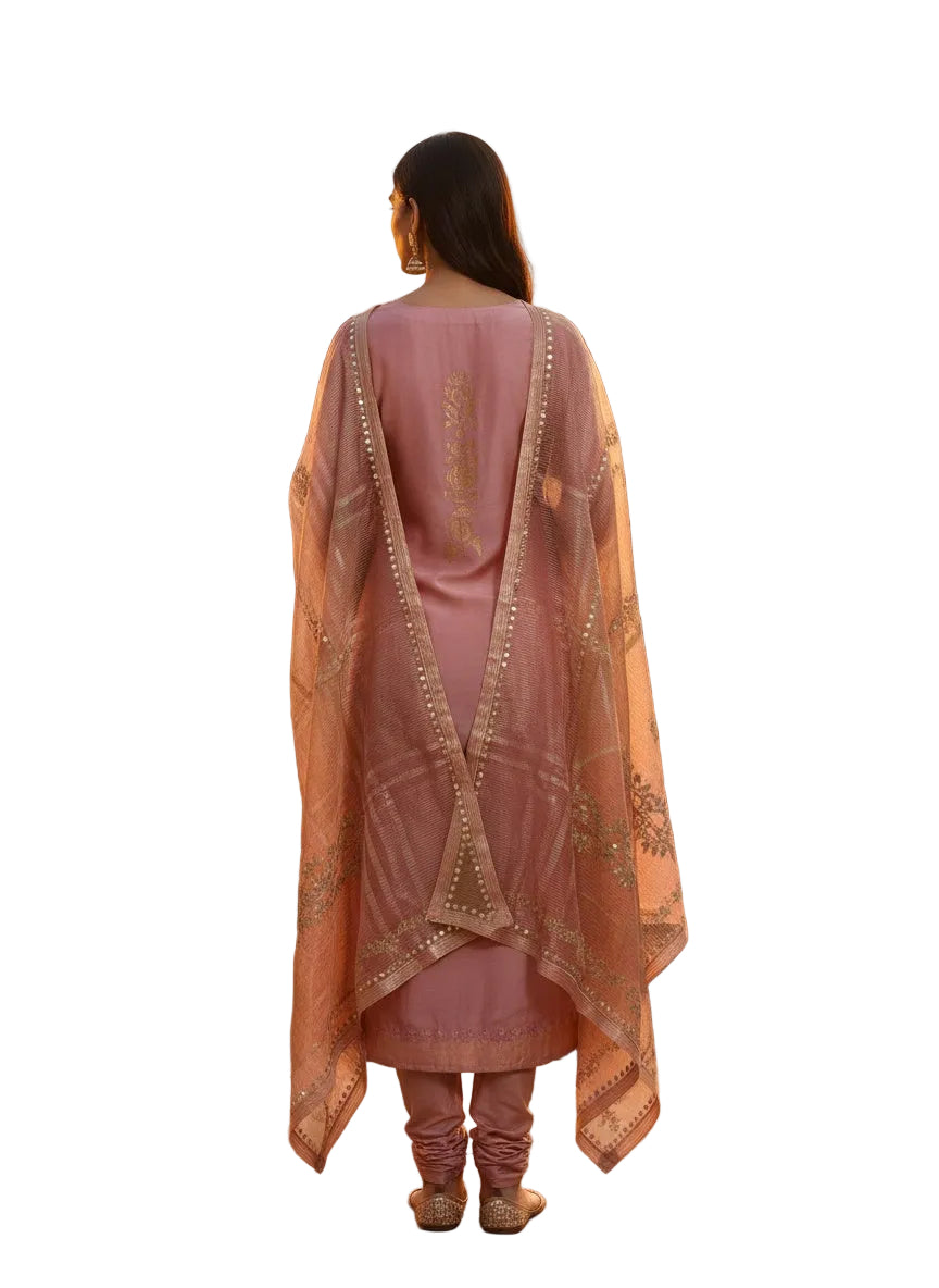 Semi Stitched Formal chanderi Suitset